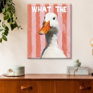 Arte de Parede Engraçada What the Duck - Pintura de Pato Rosa emoldurada 20x25cm - imagem 3