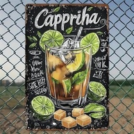 Placa de Alumínio com Arte de Coquetel Caipirinha - 20x30cm - Decoração Vintage Rústica - imagem 2