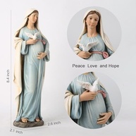 Estátua de Maria Grávida Católica - 21,3 cm - Escultura Renascentista Pintada à Mão para Decoração e Presente - imagem 4