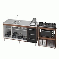 Cozinha Completa: Balcão Pia e Cooktop 213cm - imagem 2