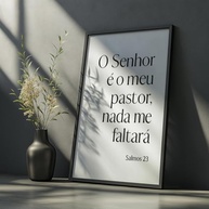 Quadro Decorativo Salmos 23 - Moldura Minimalista com Frases Bíblicas para Inspiração Cristã - imagem 2