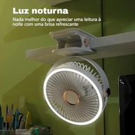 Ventilador de Mesa Portátil Recarregável com LED e 5 Velocidades - 360° Silencioso 2400mAh - imagem 5