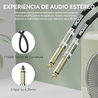 Cabo para Guitarra M-VAVE 6M: Som Profissional HIFI, Dupla Blindagem e Conectores Ouro 24K - imagem 5