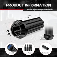 Porcas de Roda M14x1.5 - Kit 24un Pretas GG Spline para Chevy, GMC e Ford F150 - Segurança e Estilo Estendido - imagem 3