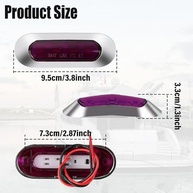 Kit 10 Luzes Indicadoras Laterais LED Roxas 12-24V com Moldura Cromada - Universal para Carros, Ônibus, Caminhões e Trailers - imagem 3