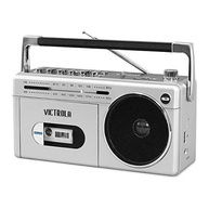 Victrola Mini Boombox Bluetooth VBB-25-SLV: Cassete, Rádio AM/FM e USB em Prata - imagem 2