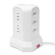 Torre de Tomada 9 Tomadas + 6 USB (2 Tipo-C) - Extensão Elétrica Inteligente 2500W Branco - imagem 1