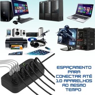 Régua de Energia Inteligente Premium: 5 Tomadas, 4 USB, 1 Tipo-C, Cabo 2m, 2500W - imagem 3