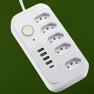 Régua de Energia Inteligente: 5 Tomadas, 4 USB + 1 USB-C, 2m, 2500W, Bivolt e Proteção - imagem 1