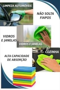 Kit 5 Panos de Microfibra para Limpeza Pesada - Multiuso e Reutilizável 25x25cm - imagem 5