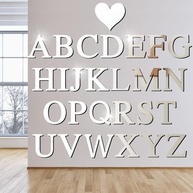 Adesivos de Parede Espelho Acrílico com 26 Letras - Decoração DIY Moderna Cor Prata - imagem 3