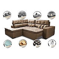 Sofá de Canto Reclinável com Cama: Conforto e Estilo em 2,60m - imagem 2