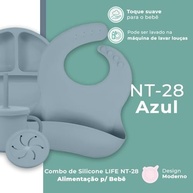 Combo Silicone Life NT-28 Azul - Conjunto Completo para Alimentação Infantil com Caneca Canudo e Babador - imagem 5