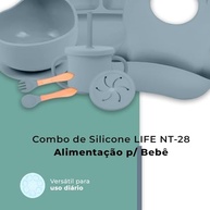 Combo Silicone Life NT-28 Azul - Conjunto Completo para Alimentação Infantil com Caneca Canudo e Babador - imagem 4