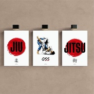 Kit 3 Quadros Decorativos Jiu Jitsu - Arte Marcial Moderna Japonesa 28x20cm - imagem 5