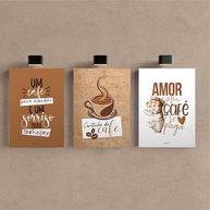 Kit 3 Quadros Decorativos Cantinho do Café - Cozinha e Copa com Estilo Marrom 28x20cm - imagem 4