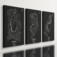 Kit 3 Quadros Decorativos Circuitos Fórmula 1 Interlagos Premium 28x20cm - Decore Sua Paixão Automotiva - imagem 1