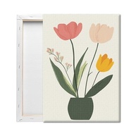 Arte de Parede em Tela Moderna 29x28cm - Moldura de Madeira com Design Floral Minimalista | Decoração Pronta para Pendurar - imagem 4