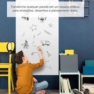 Papel de Parede Adesivo Lousa Quadro Branco 2m x 45cm - Superfície para Escrita e Desenho com Marcador e Apagador - imagem 2