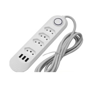 Extensão Elétrica 2m com 3 Tomadas, 3 USB e Botão Liga/Desliga - Organize e Carregue Tudo! - imagem 1
