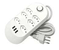 Régua de Extensão Elétrica 6 Tomadas + 2 USB - Branco 2m | Organize e Carregue Tudo! - imagem 2