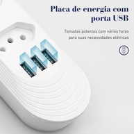 Régua Tomada 4 Tomadas + 3 USB: Organize sua Energia com Estilo e Segurança (2m) - imagem 5