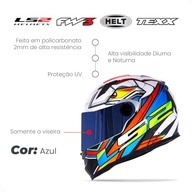 Viseira Azul 2mm para Capacete LS2 FF358 FF396, Helt Strada, Texx Action, GT'S FW3 - Moto Visão - imagem 3