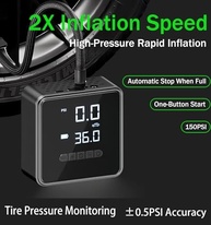 Compressor de Ar Portátil 150 PSI: Inflador Inteligente 2x Mais Rápido para Pneus de Carro, Moto e Bike - imagem 3