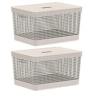 2x Cesto 20L OU Grid Bege: Organização com Estilo - imagem 1