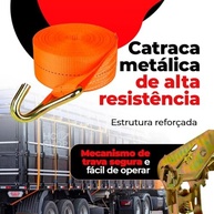 Kit 2x Cinta Amarração Carga 1,5 Toneladas com Catraca Metálica Reforçada Laranja - imagem 4