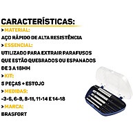 Extrator de Parafusos: Kit 5 Peças 3-18mm - imagem 2