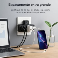 Extensão Tomada 3 Saídas + 3 USB (1 USB-C) | Régua de Energia Premium com Proteção - imagem 3