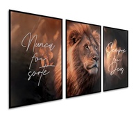 Kit com 3 Quadros Decorativos Leão de Judah 30x50cm - Moldura Retangular Vertical para Sala, Quarto e Hall - imagem 4