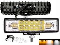 Farol de Milha LED 48W Branco Frio/Âmbar c/ 3 Modos: Strobo/Pisca para Guincho, Moto e Carro - imagem 1