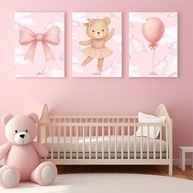 Kit 3 Quadros Decorativos Rosa para Quarto de Bebê e Infantil - 28x20cm - imagem 4