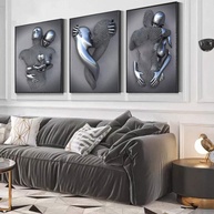 Kit 3 Quadros Decorativos Românticos em Metal - Casal Amoroso 60x40 cm - imagem 3