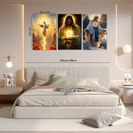 Tríptico de Luz Sagrada - 3 Peças com Figuras Celestiais | Arte Espiritual 20x30cm - imagem 5