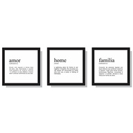 Quadros Decorativos Amor Família - 3 Peças 30x30cm em MDF Preto - imagem 2