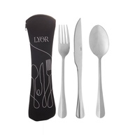 LYOR - Estojo de Neoprene com 3 Talheres Positano em Aço Inox | Conjunto Portátil e Elegante - imagem 1