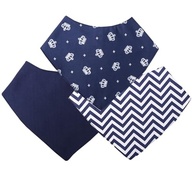 Babador Bandana para Bebê Kit com 3 Unidades - Estilo Coroa Azul Marinho - imagem 2
