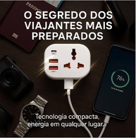 Adaptador Universal Tomada Viagem 3 USB + 1 Tipo-C | Carregamento Rápido 3.4A | 150 Países | Compacto Essencial - imagem 3
