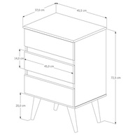 Mesa de Cabeceira Roma com 3 Gavetas em Off White e Freijó - Design Moderno para Quarto - imagem 4