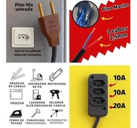 Extensão Elétrica Profissional 20m Cabo PP 2,5mm Reforçado - 3 Tomadas 10A 127V/220V NBR 14136 - imagem 3