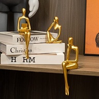 Conjunto de 3 Esculturas Douradas Modernas - Estátuas do Pensador para Decoração de Casa e Escritório - imagem 5