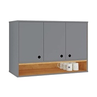 Armário Aéreo 3 Portas com Nicho Suspenso Cinza/Cinamomo - Moderno e Funcional para Cozinha e Área de Serviço - imagem 4