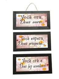 Kit 3 Quadros Decorativos com Frases Inspiradoras - Moldura Preta e Cordas - imagem 4