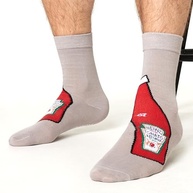 HEINZ Pacote de 3 meias masculinas ketchup de feijão cozido para homens, adolescentes, macias, respiráveis tamanho 8-11, presentes para ele (ketchup vermelha), Ketchup vermelho, Tamanho Único - imagem 4