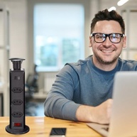 Torre de Tomadas Retrátil Premium: 3 Tomadas + USB-C + USB para Bancada Bivolt (Preto) - imagem 5
