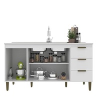 Balcão de Pia para Cozinha com 3 Portas e 3 Gavetas – Design Moderno em Branco - imagem 4