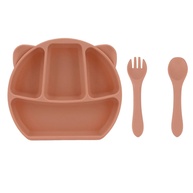 Prato Dividido para Bebê em Silicone com Garfo e Colher - 3 Compartimentos Seguro e Prático - imagem 1